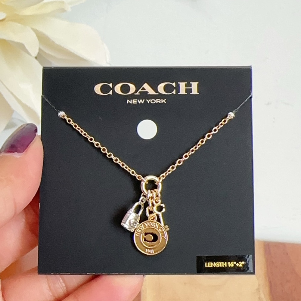 NWT‎ Coach Coin Multi Charm Pendant Necklace - Picture 2 of 7